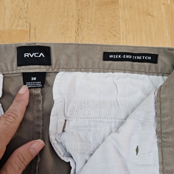 RVCA Weekend Stretch Pants Dark Tan With Pockets Mens size 30 - Picture 5 of 10